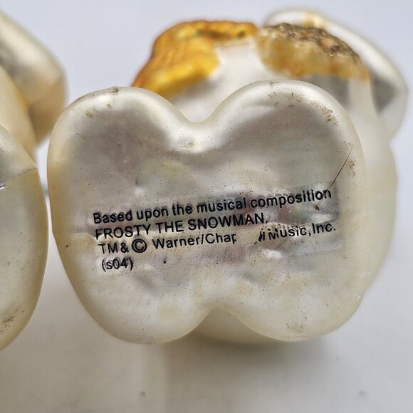 Vintage Frosty The Snowman Blown Glass Christmas Tree Ornaments Lot of 2 5 in - Picture 9 of 10